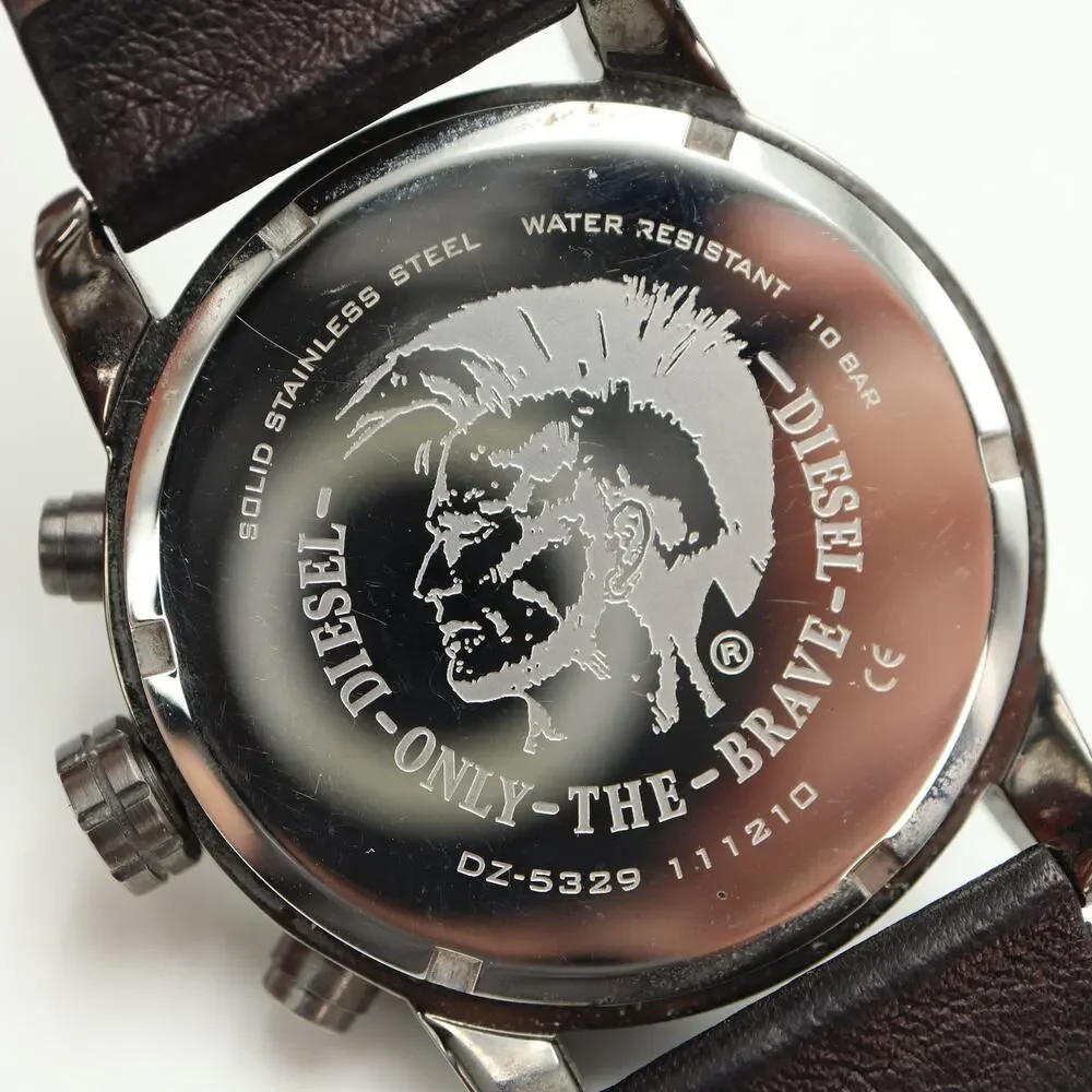 Diesel Mens Gunmetal 42mm Chronograph Watch Leather Strap DZ5329 w New Battery